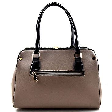 Hardware Accent Patent Bottom Multi Compartment Tote