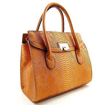 Snake Print Embossed Boutique Satchel