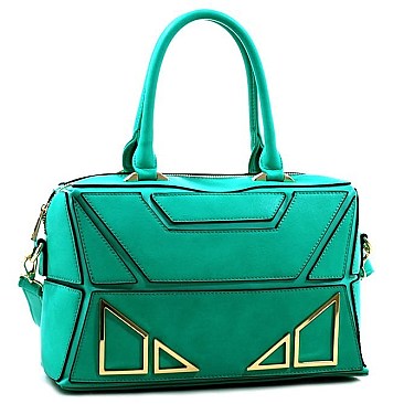 Hardware Metal Accent Boston Satchel Bag