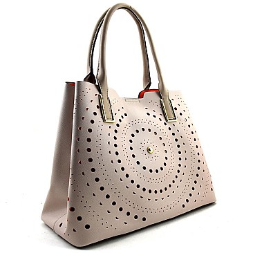 Laser-cut Pattern Saffiano Tote Shoulder Bag