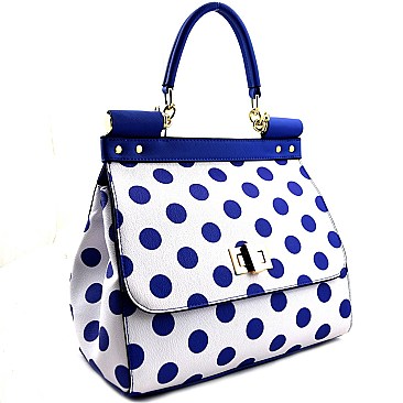 Polka Dot Print Saffiano Satchel