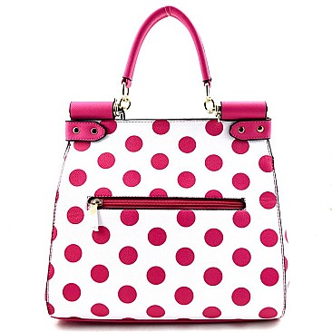 Polka Dot Print Saffiano Satchel