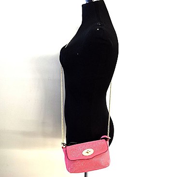 Studded Twist-lock Small Messenger Shoulder Bag