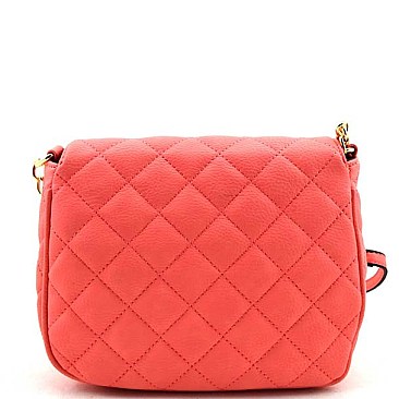 Quilted Style Button Framed Chic Messenger Bag