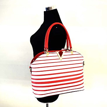 Refined Striped Pattern Spacious Tote Bag