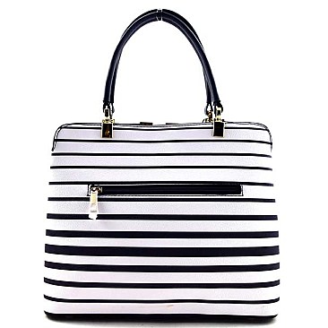 Professional Style Striped Design V-Shaped Metal Tote