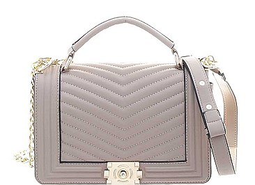 STYLISH CHEVRON DESIGN STITCH HANDLE CROSSBODY BAG