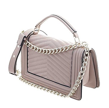 STYLISH CHEVRON DESIGN STITCH HANDLE CROSSBODY BAG