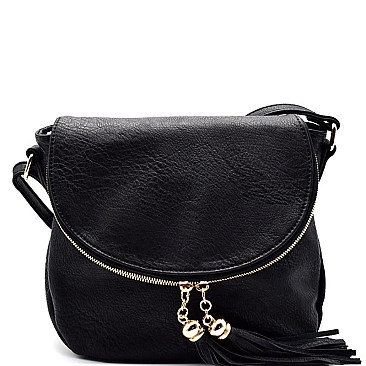 62418-LP Tassel Accent Round Flap Cross Body