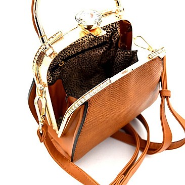 62468B-LP Rhinestone Accent Jewel-Top Frame Cross Body