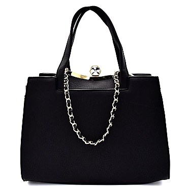 Chain and Jewel-Top Diamond Inner Bag 2 in 1 Satchel