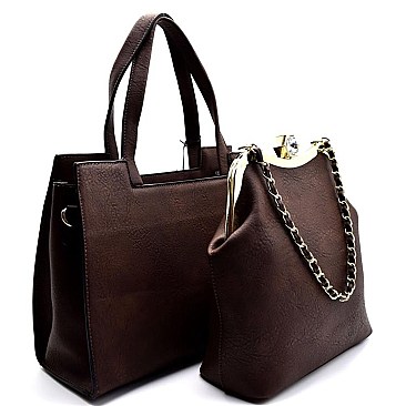 Chain and Jewel-Top Diamond Inner Bag 2 in 1 Satchel