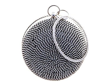 GLITTERY BALL RHINESTONE CROSSBODY BAG