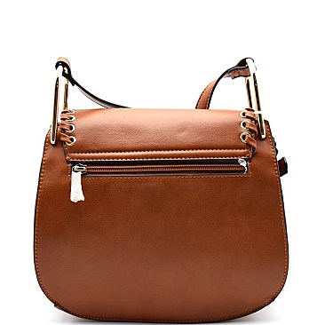 62550-LP Whipstitched Grommet Accent Flap Top Cross Body