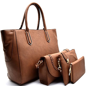 62633-LP Classy 4 in 1 Hardware Accent Satchel SET