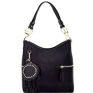 62757C-LP Hardware Accent Hobo with Tassel Coin Purse