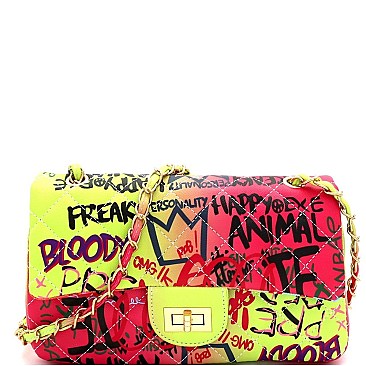 Graffiti Medium Turn-lock Shoulder Bag