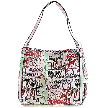 Stylish Graffiti TOTE Bag and Pouch SET