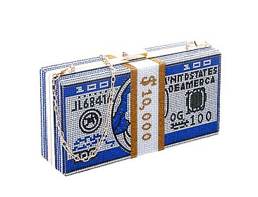 SPARKLE RHINESTONE CASH 10K MONEY PRINT DESIGN CLUTCH