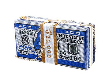 SPARKLE RHINESTONE CASH 10K MONEY PRINT DESIGN CLUTCH
