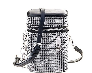 SPARKLING CHAIN LINK RHINESTONE CROSSBODY BAG