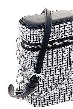 SPARKLING CHAIN LINK RHINESTONE CROSSBODY BAG