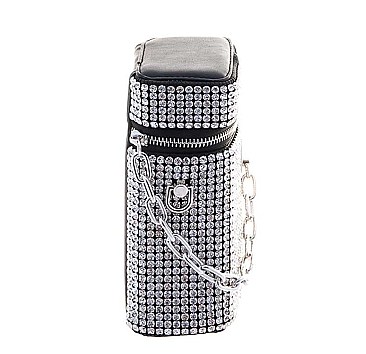 SPARKLING CHAIN LINK RHINESTONE CROSSBODY BAG