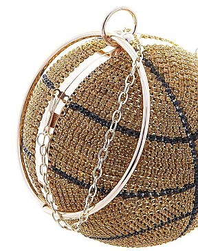 CA-6592 SPARKLY RHINESTONE BASKETBALL CROSSBODY BAG