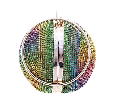 ROUND MULTI COLOR RHINESTONE CROSSBODY BAG