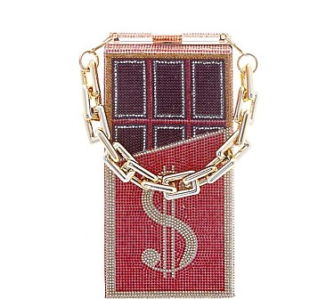 FASHIONABLE SPARKLING RHINESTONE MONEY SIGN CROSSBODY BAG
