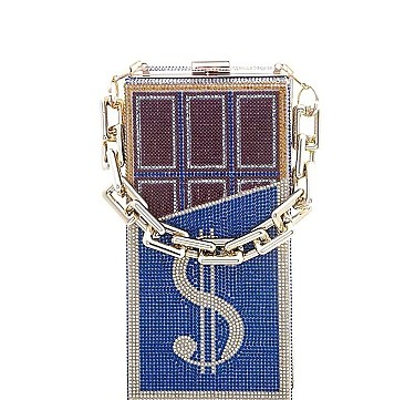 FASHIONABLE SPARKLING RHINESTONE MONEY SIGN CROSSBODY BAG