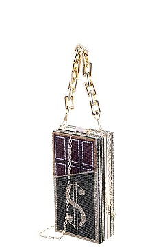 FASHIONABLE SPARKLING RHINESTONE MONEY SIGN CROSSBODY BAG
