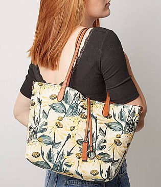 Designer David Jones Flower Print Tote Handbag