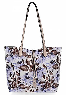 Designer David Jones Flower Print Tote Handbag