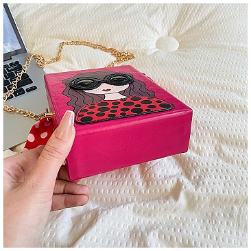 3D Lady Face Box Shaped Handbag With Scarf