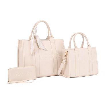 Elegance Pebbled Vegan Leather Tote & Wallet Set PZZM-31913 wholesale