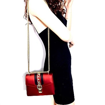 Belt Lock & Chain Handle Shoulder Bag