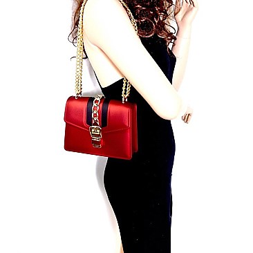 Belt Lock & Chain Handle Shoulder Bag