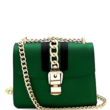 Belt Lock & Chain Handle Shoulder Bag