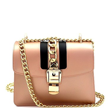 Belt Lock & Chain Handle Shoulder Bag