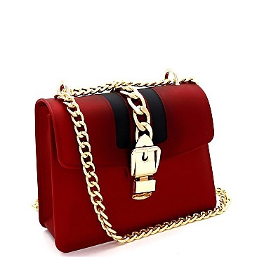 Belt Lock & Chain Handle Shoulder Bag