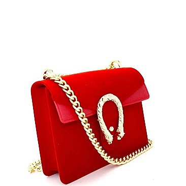 7016-LP Horseshoe Accent Faux-Velvet Layered Jelly Shoulder Bag