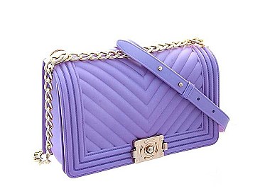 CLASSIC MODERN V LINES LOOK JELLY SMOOTH CROSSBODY BAG