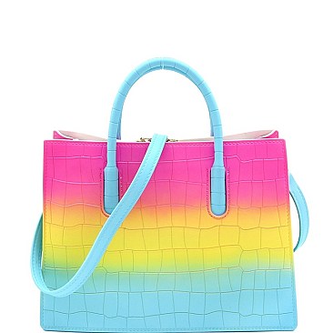 MULTICOLORED CROCODILE PRINT JELLY TOTE