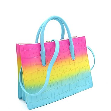 MULTICOLORED CROCODILE PRINT JELLY TOTE