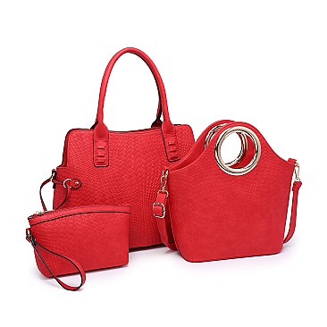 3 IN 1 STYLISH SATCHEL TOTE CLUTCH SET