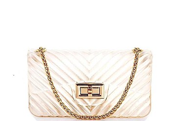 TENDER JELLY CHEVRON PATTERN CROSSBODY BAG