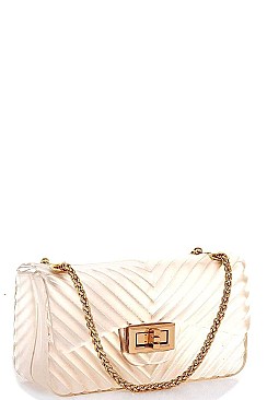 TENDER JELLY CHEVRON PATTERN CROSSBODY BAG