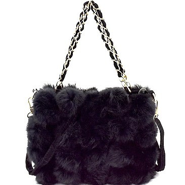 Faux-Fur 2-Way Chain Shoulder Bag  MH-7070D