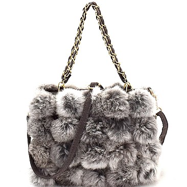 Faux-Fur 2-Way Chain Shoulder Bag  MH-7070D